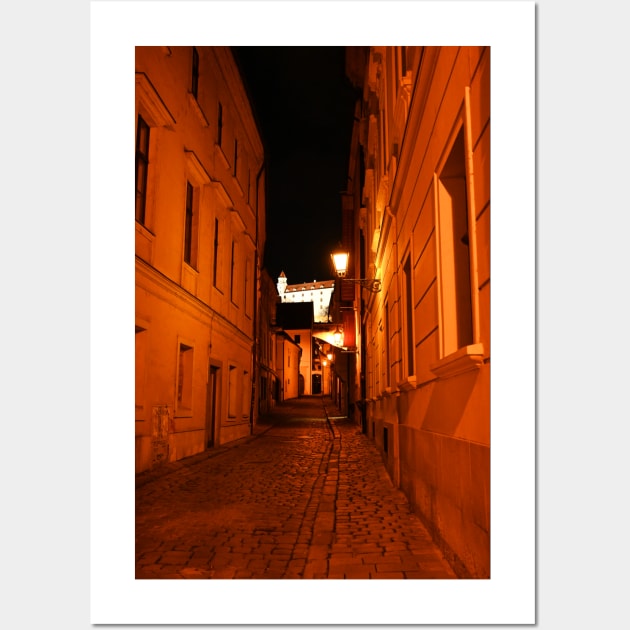 Medieval cobblestone street in Bratislava Wall Art by Kate-P-